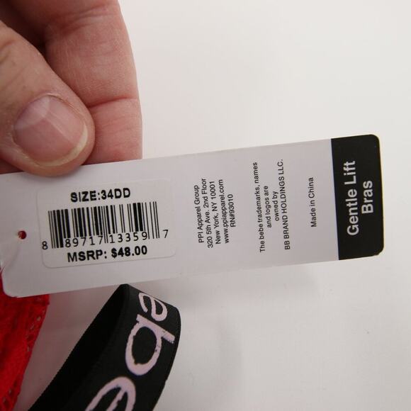 Bebe Bra Black Red Lace Pack of 2 Underwire Gentle Lift Pushup Bra Size 34DD New - Picture 12 of 12